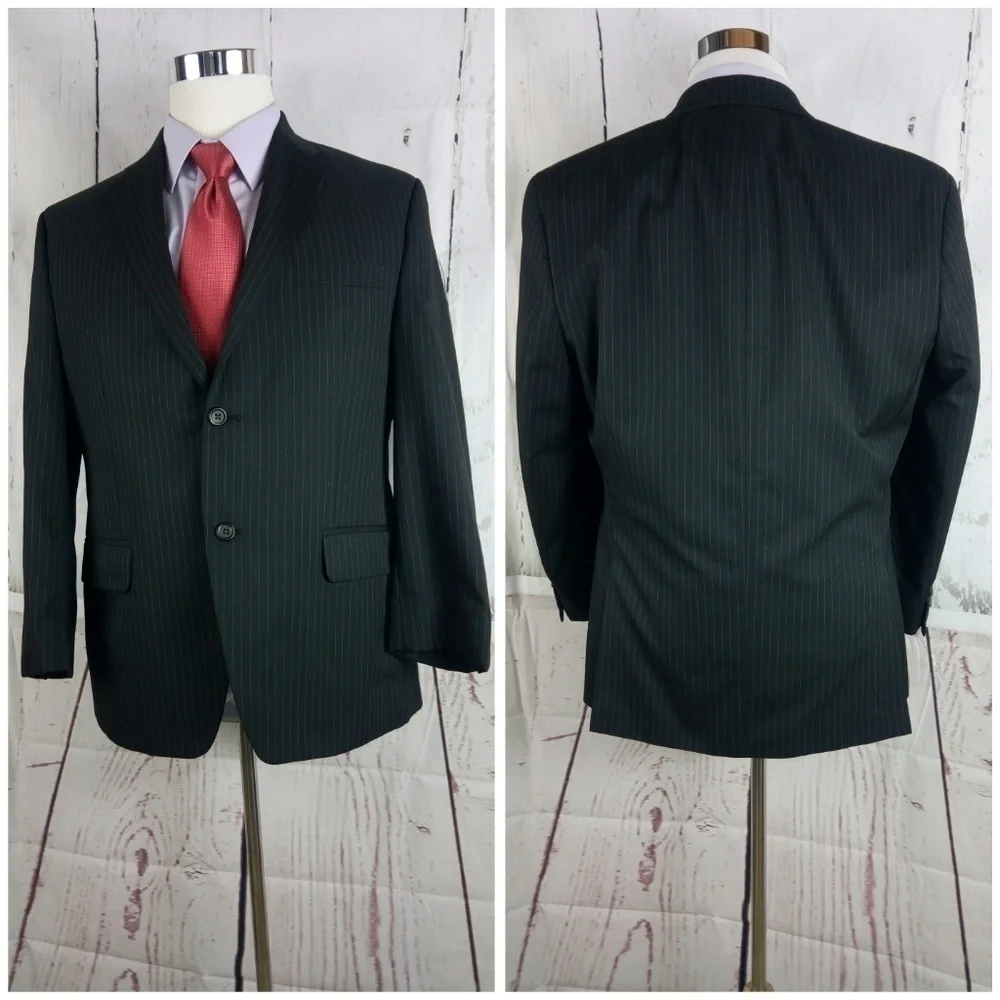 Chaps Slim Fit 42S Black Striped Suit Blazer